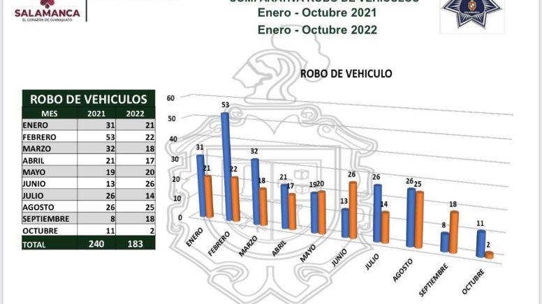 Robo de vehículo en Salamanca: Bajan los robos y recuperan 168 autos