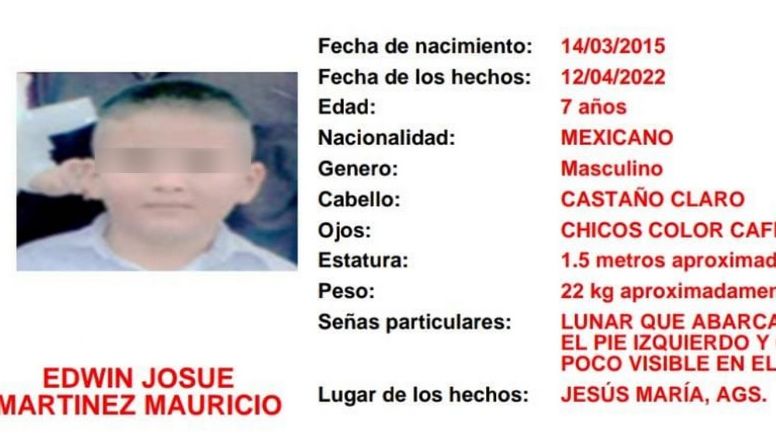 Seguridad en Aguascalientes: Edwin José Martínez Mauricio, de 7 años, desapareció cuando fue a la tienda y fue localizado sin vida
