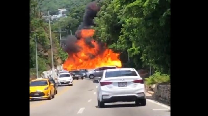 VIDEO Accidente en Acapulco: Se incendia pipa de combustible en la avenida Escénica