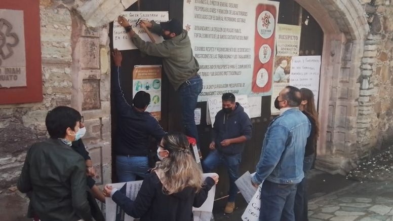 INAH en Guanajuato: protestan trabajadores, exigen incremento presupuestal, prestaciones y plazas