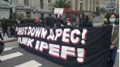 Protestas contra Cumbre de APEC en EU; reclaman por empresas ‘explotadoras’ a favor de Palestina