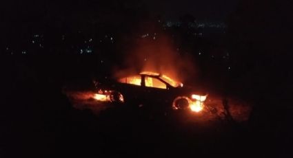 Localizan vehículo en llamas en Cuautepec