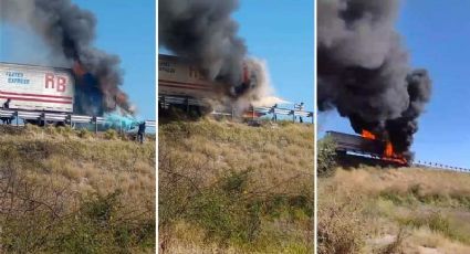 Se incendia tráiler y provoca tráfico lento en autopista Salamanca-Querétaro