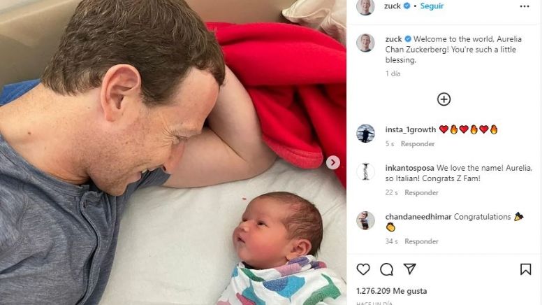 Mark Zuckerberg anuncia el nacimiento de Aurelia, su tercera hija