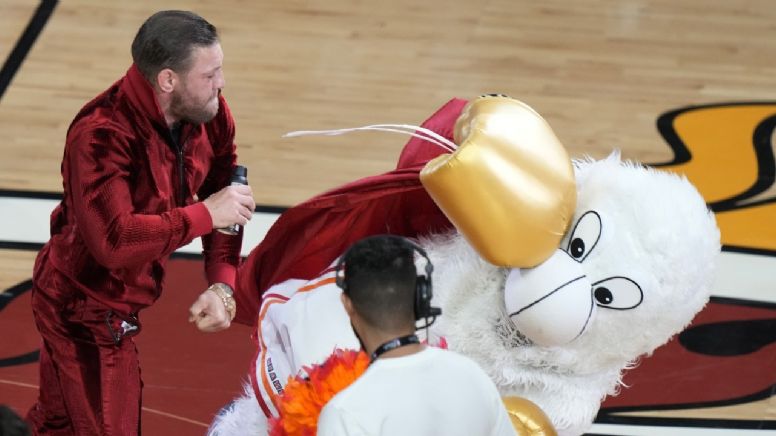 Conor McGregor golpea a Burnie, mascota de los Heat, y lo manda al hospital