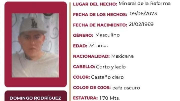 Buscan a Domingo Rodríguez Rodríguez, desapareció en Mineral de la Reforma
