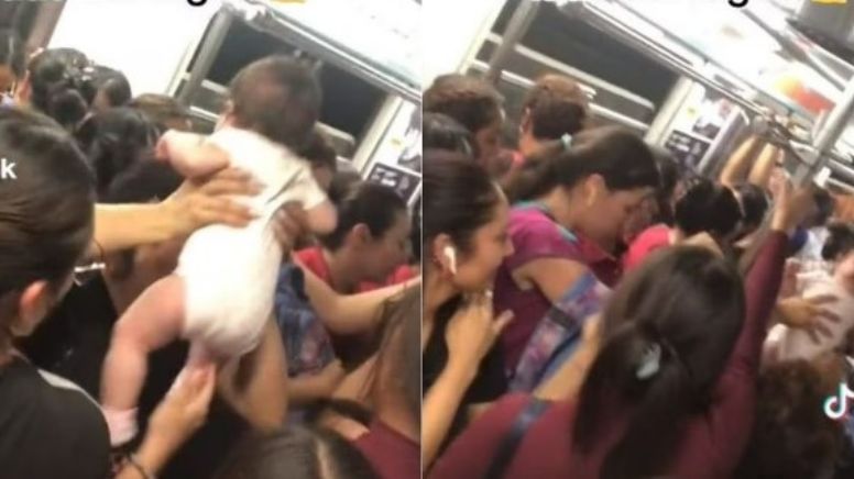 VIDEO Bebé pasa de mano en mano en Metro de CDMX y se vuelve viral