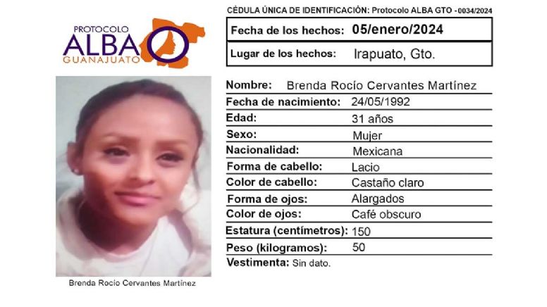 Protocolo Alba Guanajuato: Brenda Rocío Cervantes Martínez está desaparecida, familia pide ayuda para localizarla