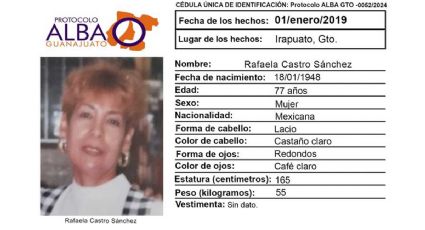 Protocolo Alba: Sigue búsqueda de Rafaela Castro Sánchez, desaparecida hace 5 años en Irapuato