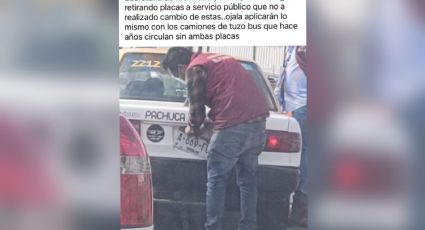Sorpresivo operativo para retirar placas caducas en taxis de Pachuca