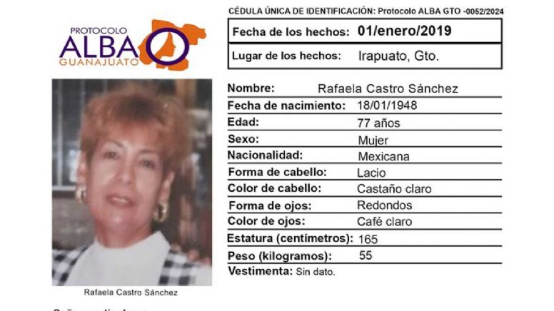 Protocolo Alba: Sigue búsqueda de Rafaela Castro Sánchez, desaparecida hace 5 años en Irapuato
