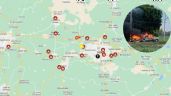 Mapa a detalle de las quemas en Celaya, Cortazar, Juventino Rosas, Villagrán y Salamanca