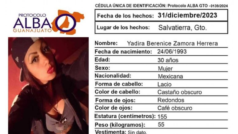 Salvatierra: Yadira Berenice Zamora Herrera tiene más de un mes desaparecida
