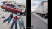 Trailero capta cómo someten a 3 asaltantes que le habían robado su unidad en una autopista federal