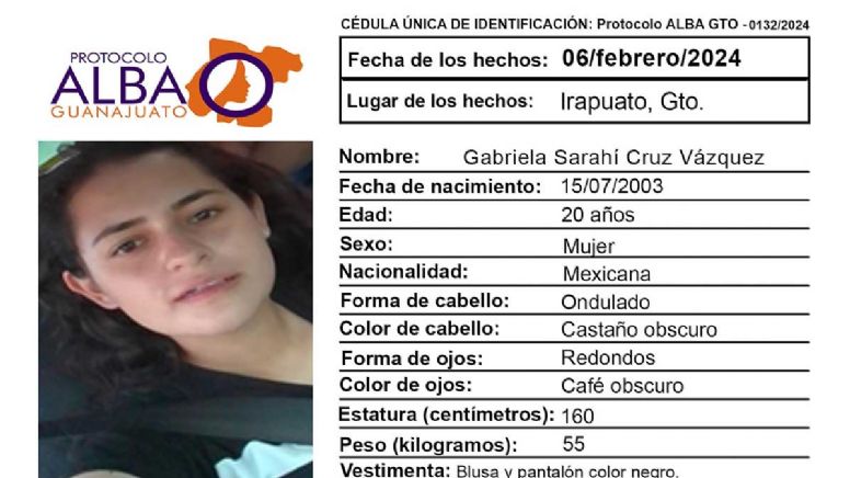 Ayúdala a volver a casa: Desaparece Gabriela Sarahí Cruz Vázquez