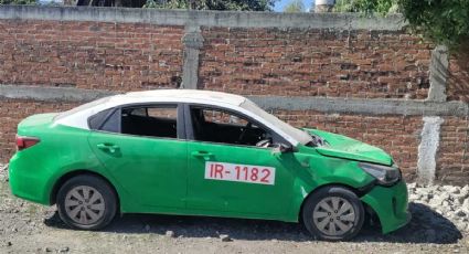 Abandonan taxi verde robado de Irapuato en zona lejana de Abasolo