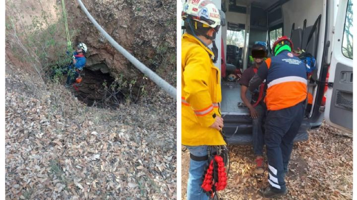 Rescatan a joven que cayó a un agujero en la Sierra de Santa Rosa