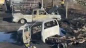 Se queman 6 vehículos en pensión municipal de Guanajuato Capital; el incendio fue provocado