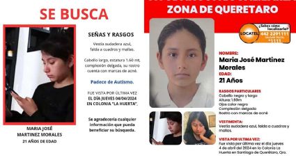 ¿Has visto a María José Martínez Morales? La joven de 21 años es de Querétaro y tiene espectros de autismo