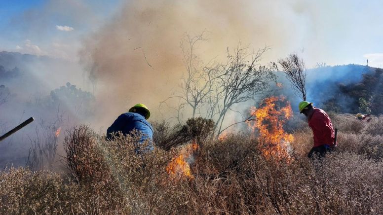 En fase de confinamiento incendios forestales en San Bartolo Tutotepec y Tenango de Doria