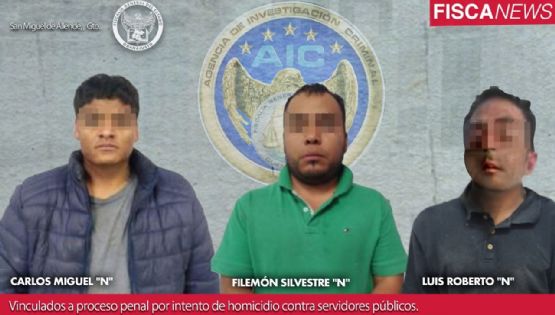Carlos, Filemón y Luis fueron vinculados a proceso tras intentar asesinar a policías de San Miguel de Allende