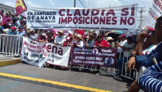 Acusan imposiciones en Morena Hidalgo durante mitin de Sheinbaum en Actopan